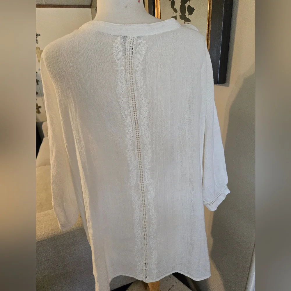 Rachel Zoe:Boho Cream Tunic Top - Picture 7 of 10